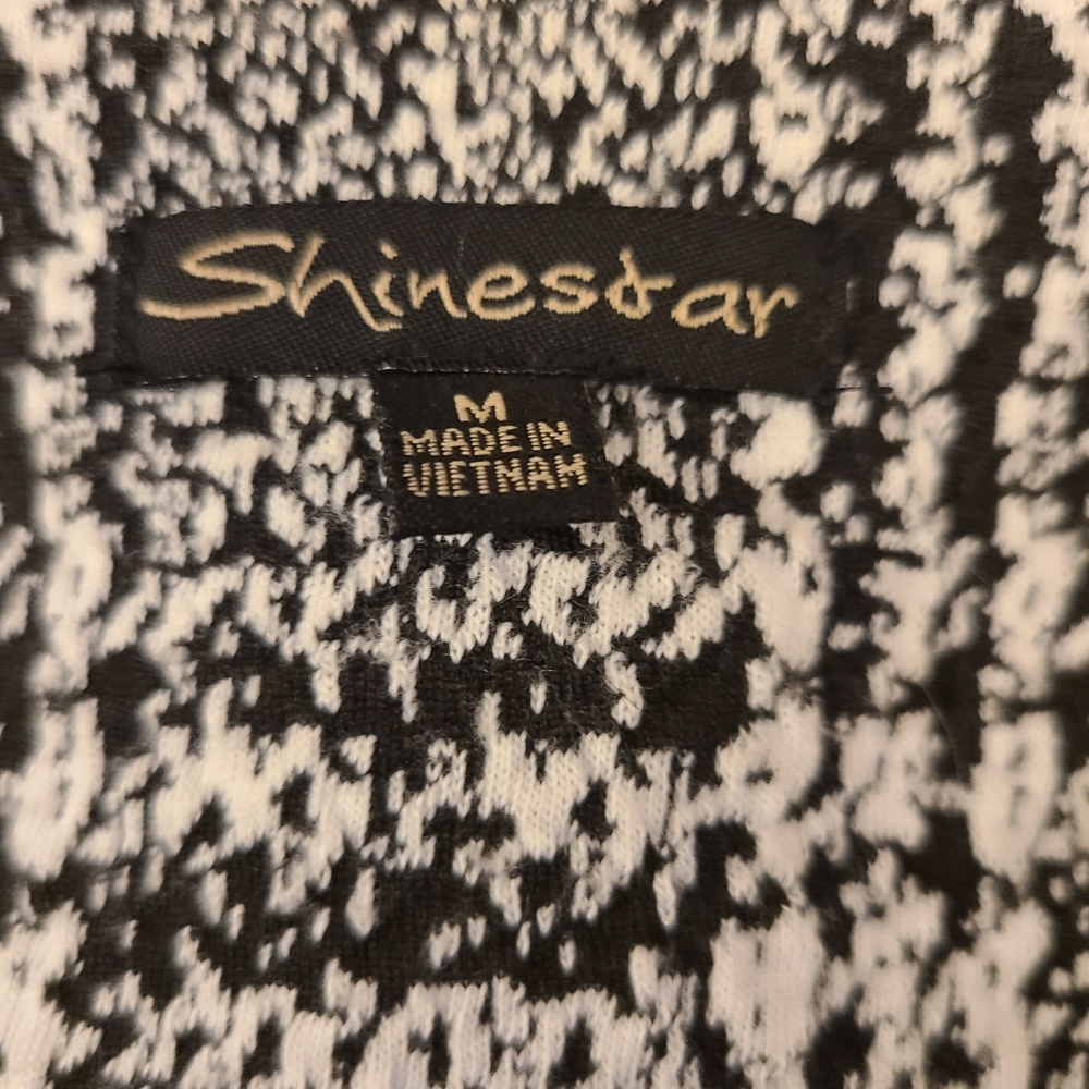 Shinestar Trenchcoat Tweed Black‎ and White Belted Shawl Collar Sz M - Picture 14 of 16